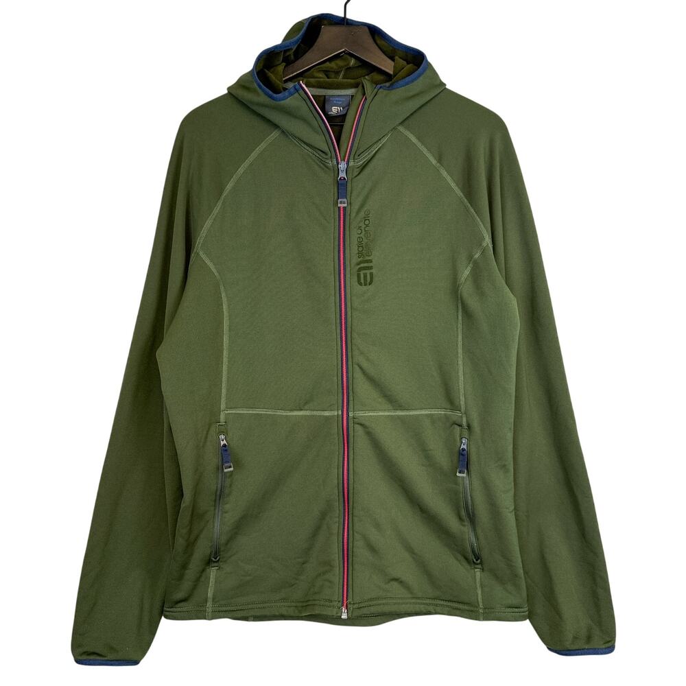 State of Elevenate Mens Skiers Hood Hoodie Green $210 Plush Lining - XL
